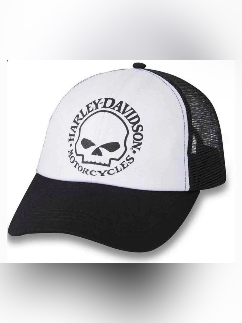 Harley-Davidson Women’s One Size Willie G Skull Trucker Cap Mesh Black/White NWT